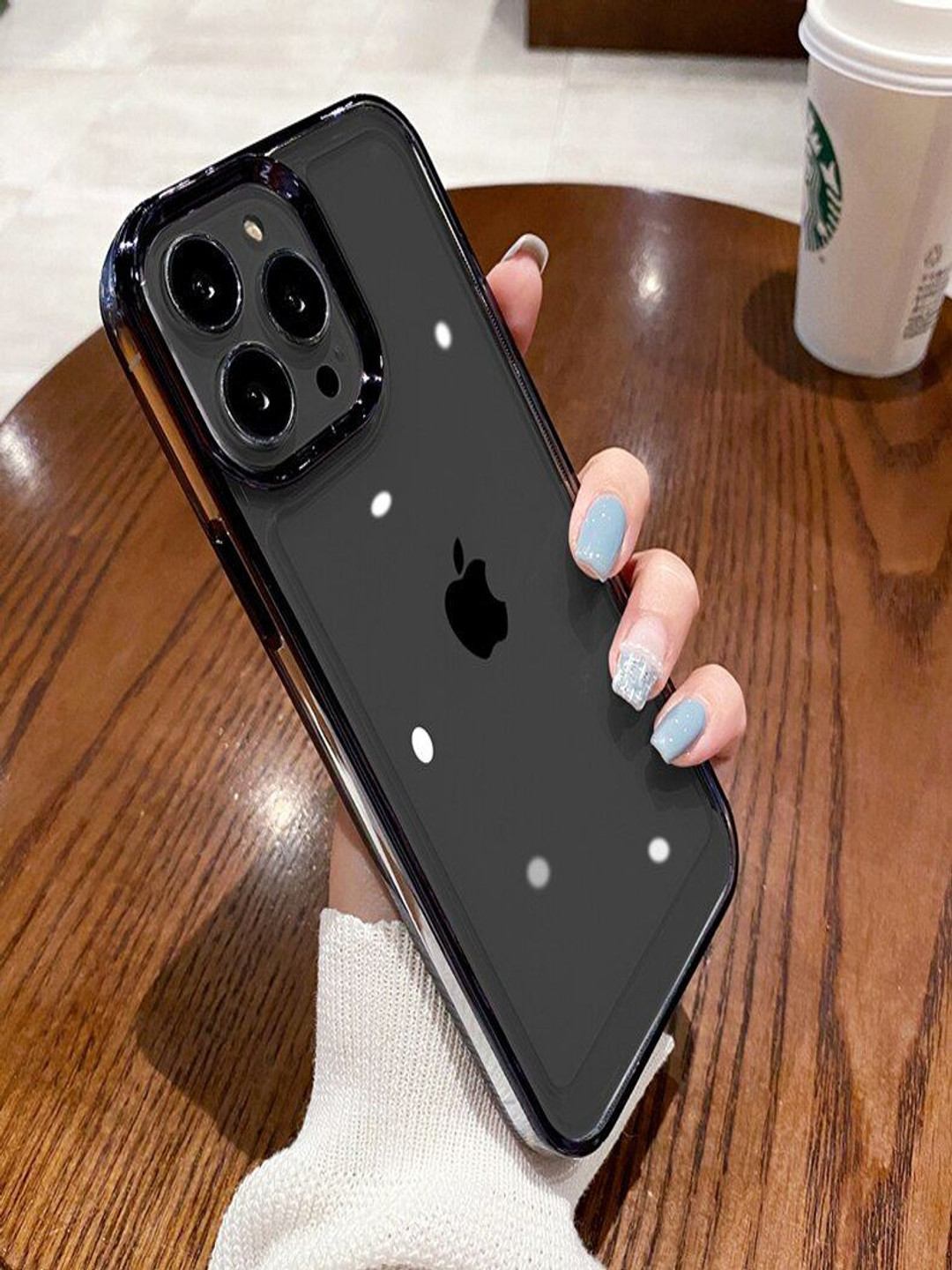 

Luxury Kase Solid Printed iPhone 13 Pro Acrylic Plating Transparent Shockproof Back Case, Black