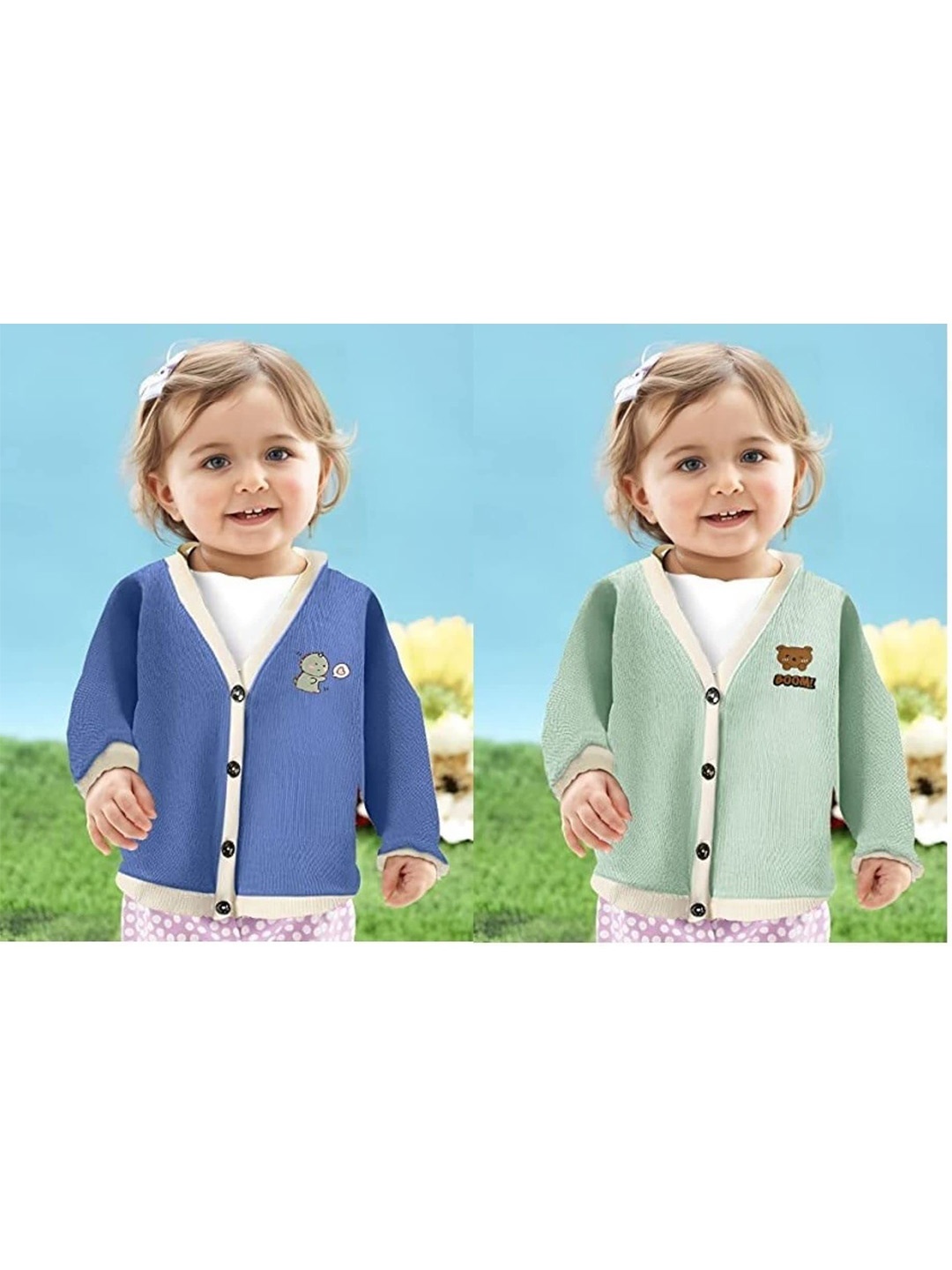 

MOMISY Kids Pack of 2 Cardigan Sweater, Blue