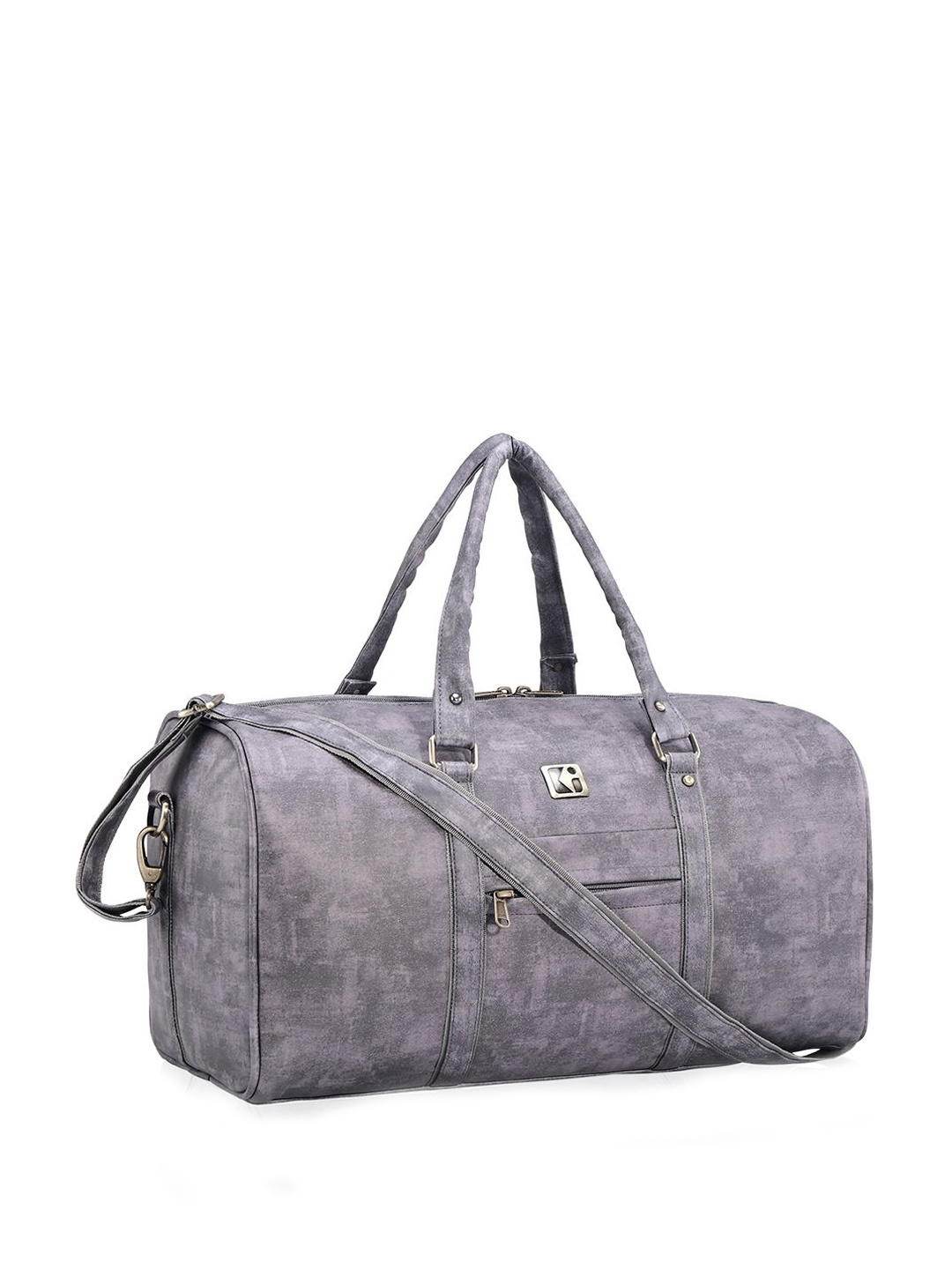 

Kuber Industries Unisex Medium Reversible Leather Travel Duffel Bag With Padded Handle, Grey