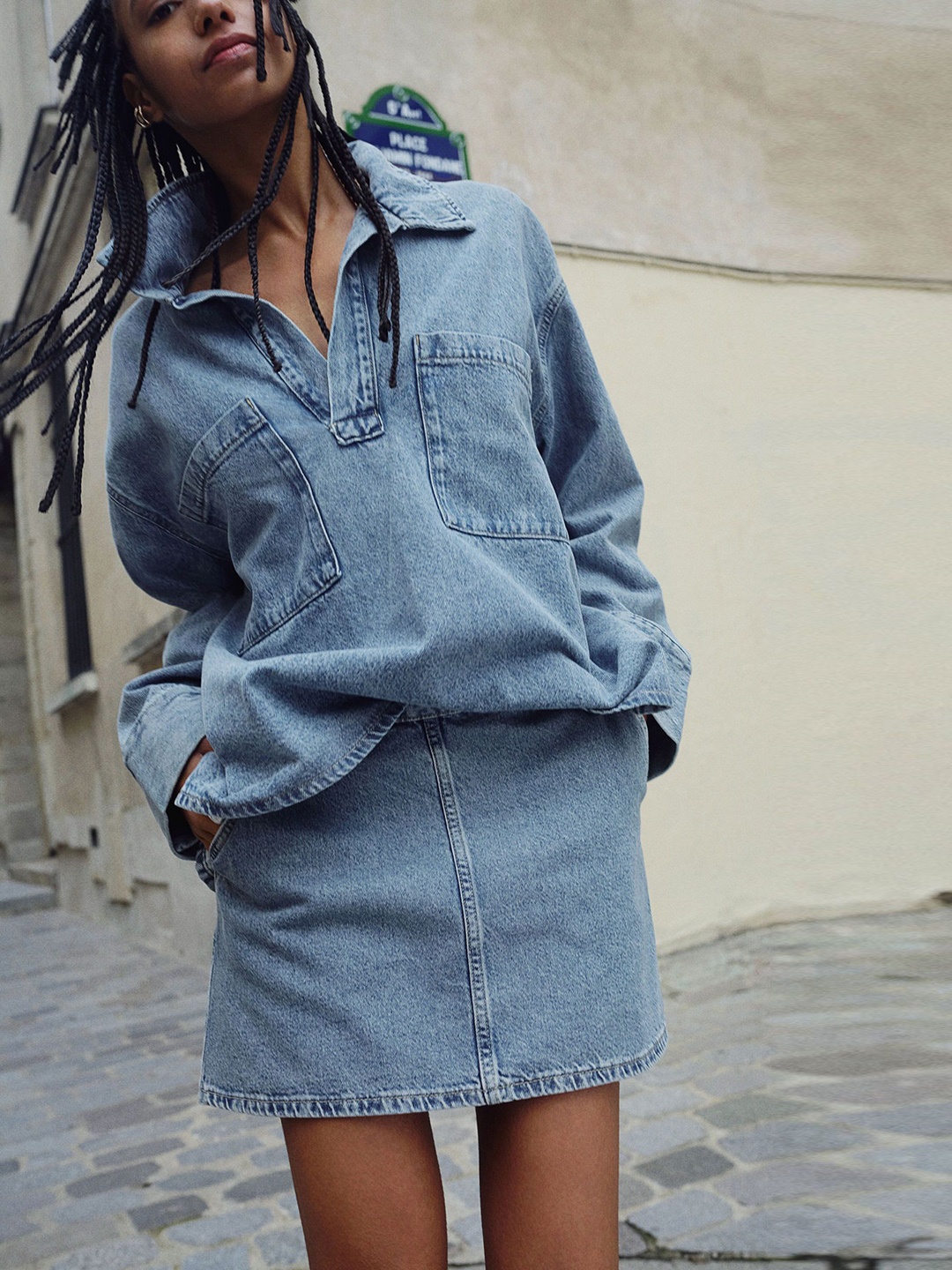 

H&M A-line Mini Skirt, Blue