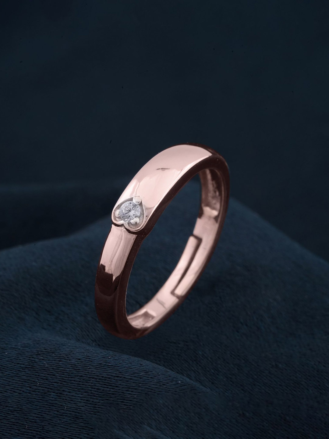 

Zalkari Rose Gold-Plated Stone-Studded Solitaire Classic Love Finger Ring