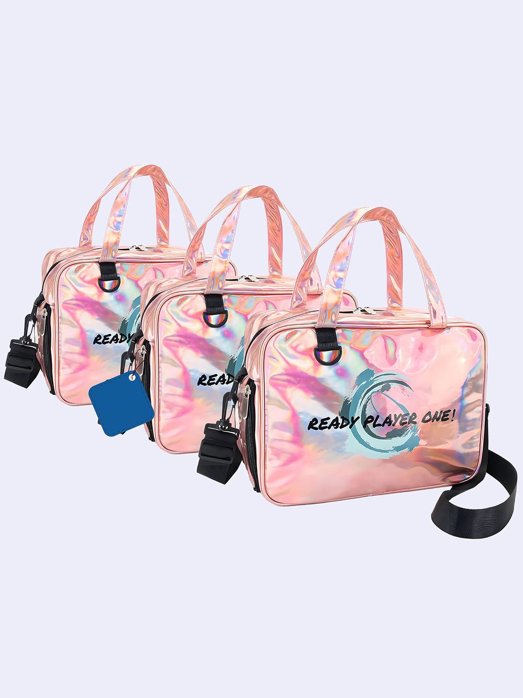 

Kuber Industries Set of 3 Makeup Organizer Bag With Zip & Sling Strap, Pink