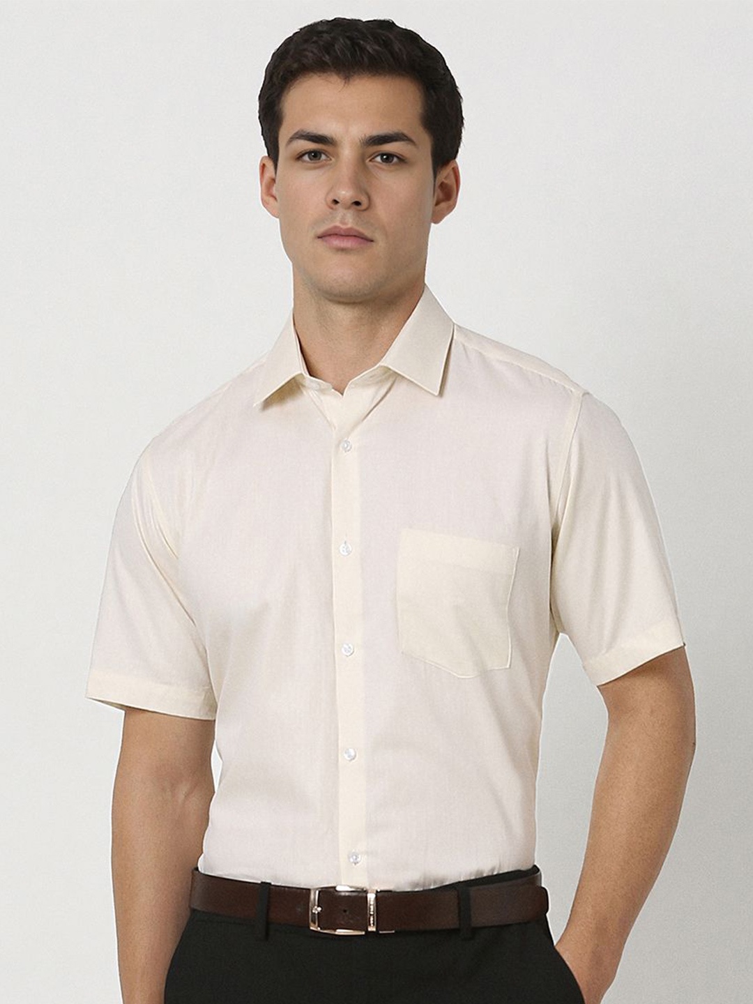 

Van Heusen Men Opaque Formal Shirt, Cream