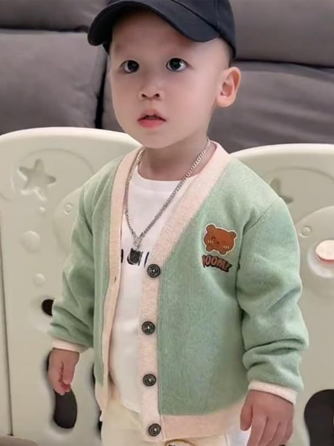 

MOMISY Unisex Kids Cardigan, Green