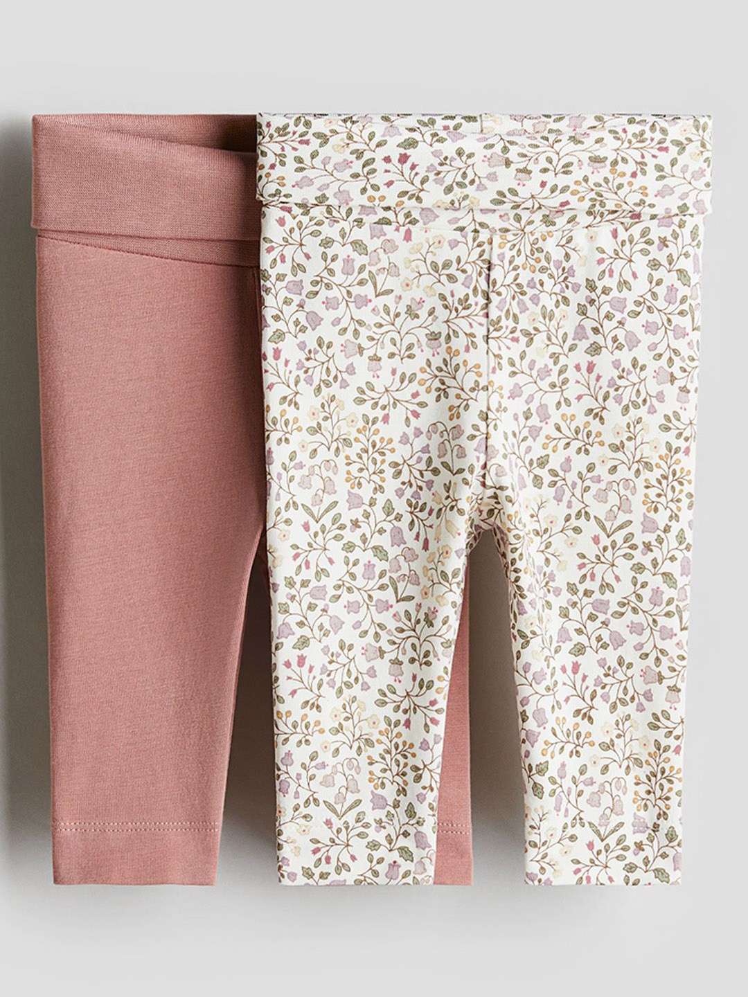 

H&M 2-Pack Cotton Jersey Leggings, Pink