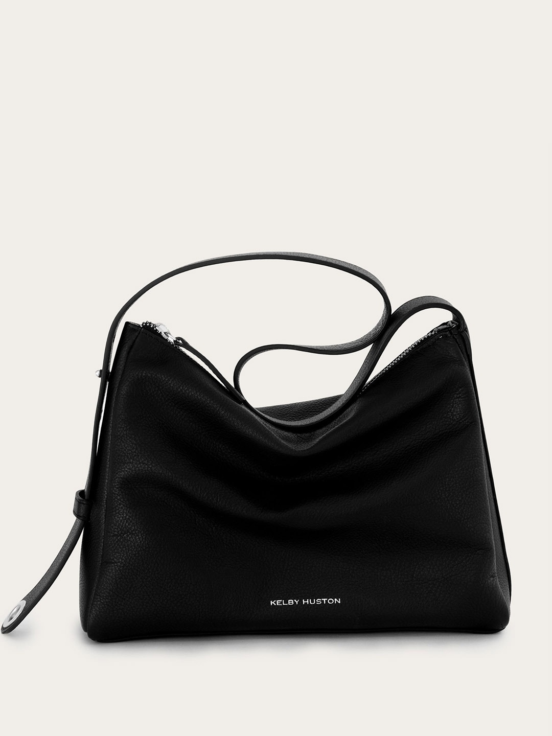 

KELBY HUSTON Textured Leather Structured Shoulder Bag, Black