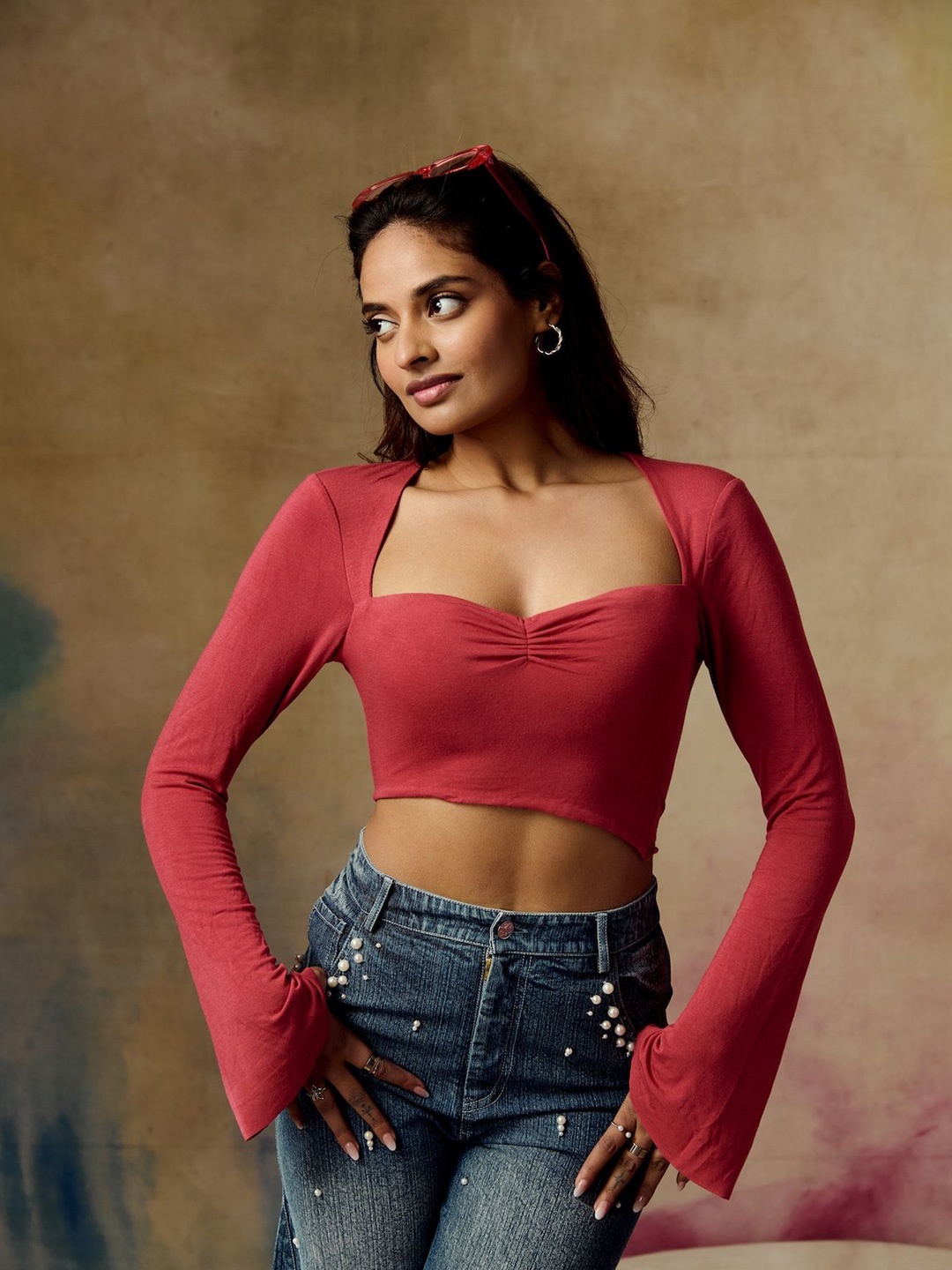 

Lea Clothing Co. Sweetheart Neck Crop Top, Rust
