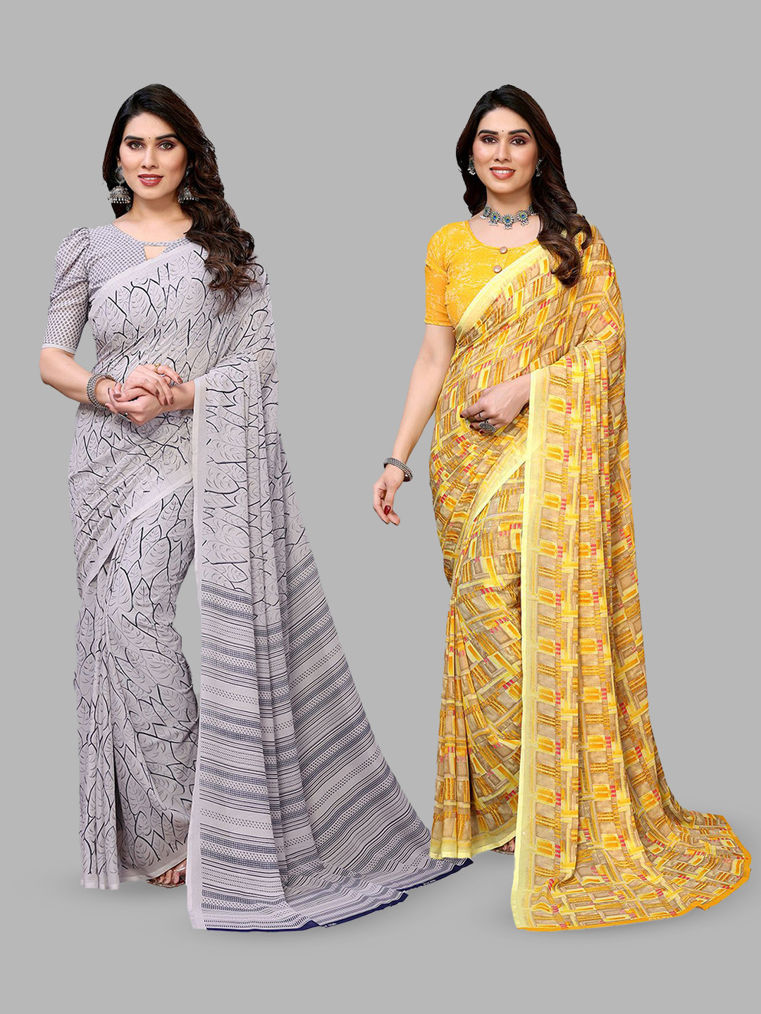 

Moda Rapido Poly Georgette Saree, Grey