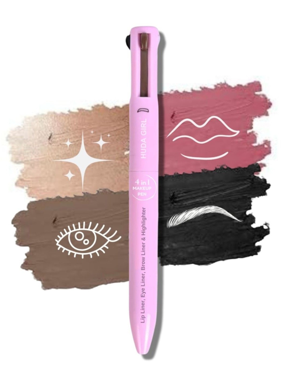 

Huda Girl 4 In 1 Eyeliner, Lip Liner, Brow Liner & Highlighter Gel Makeup Pen, Beige