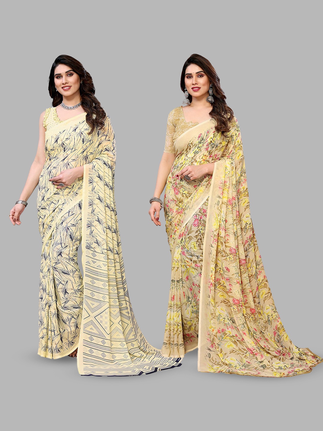 

Moda Rapido Floral Poly Georgette Saree, Yellow