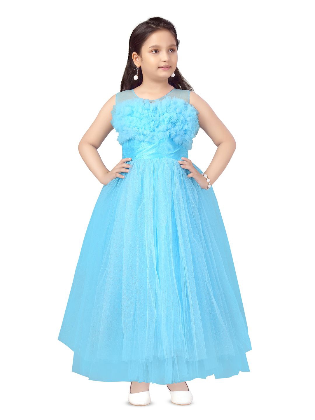

Sangria Girls Party Wear Gown, Turquoise blue