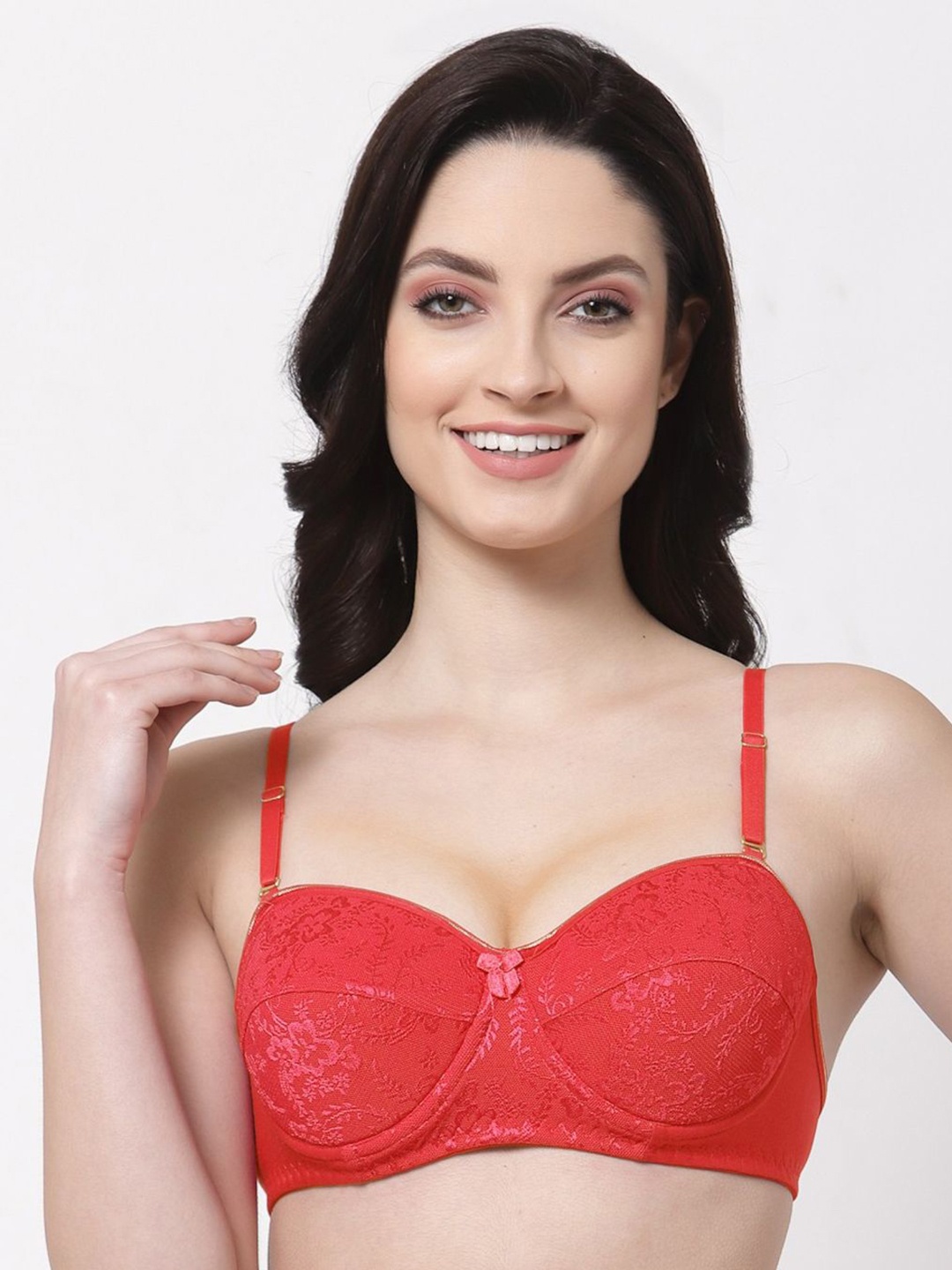 

SHYAM SONS FLAIR Floral Bralette Bra Full Coverage Lightly Padded, Red