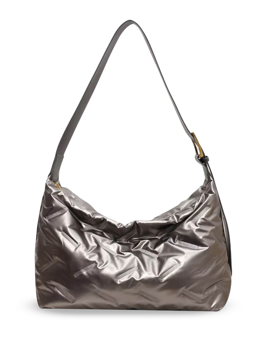 

StyleCast Half Moon Hobo Bag with Quilted, Silver