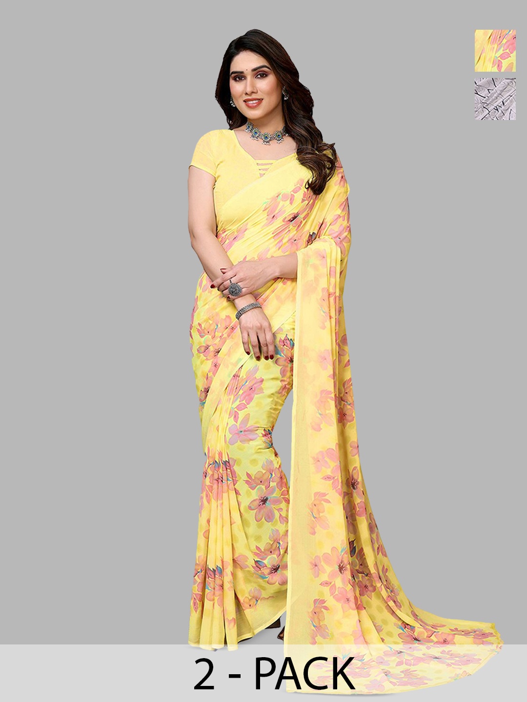 

Moda Rapido Floral Poly Georgette Saree, Yellow