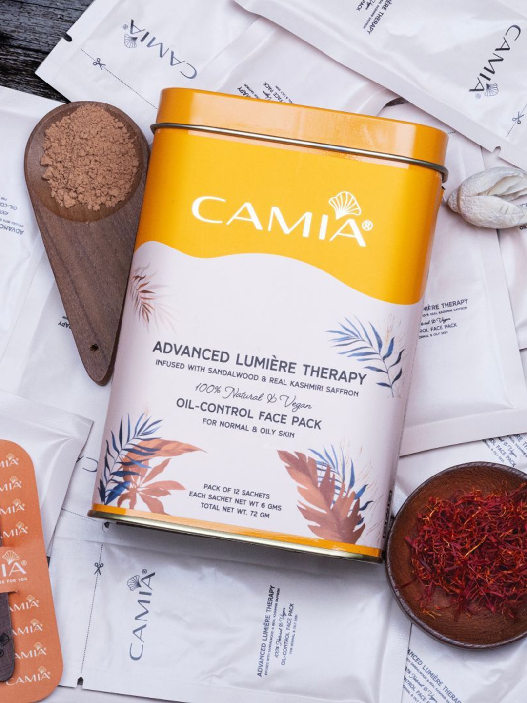

CAMIA Sandalwood & Saffron Face Pack For Bright & Glowing Skin - 72 g, Yellow