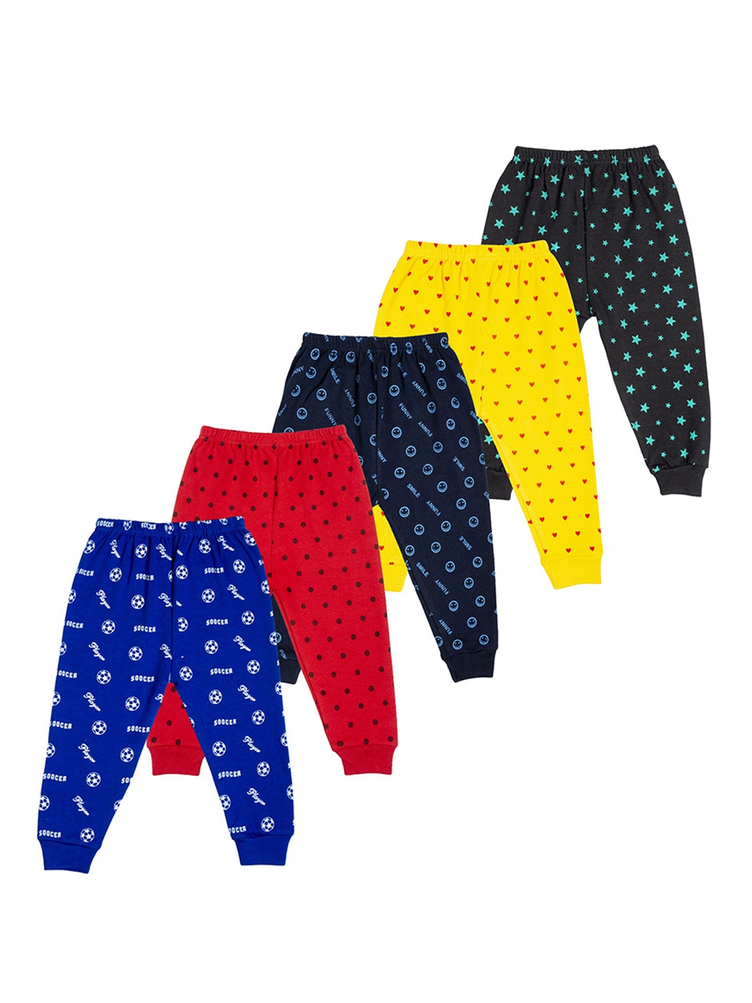 

Lavi-Tavi Infants Kids Pack Of 5 Graphic Printed Joggers, Black