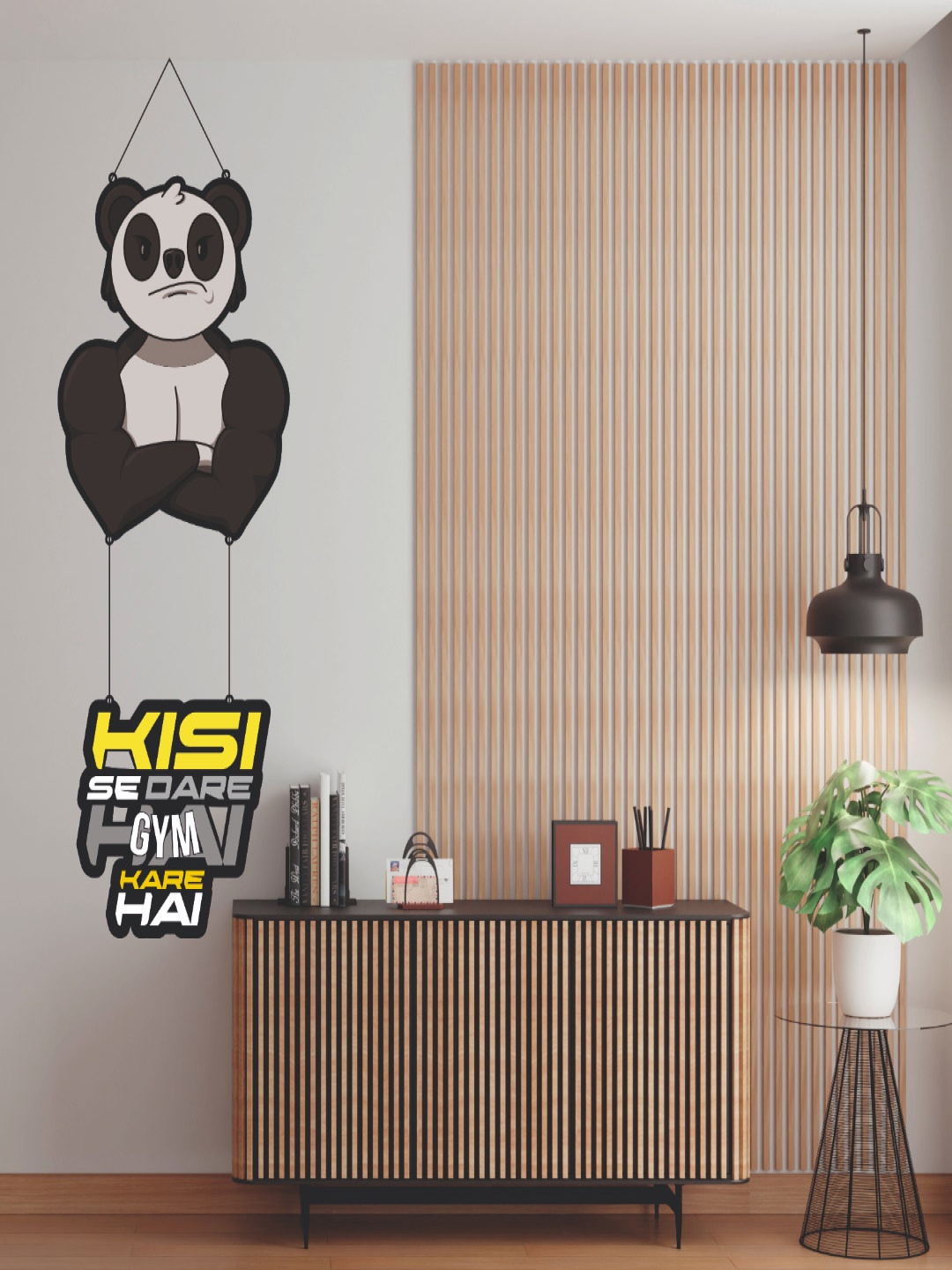 

CVANU Black & Grey Typography Printed Wooden Hanging Wall Decor