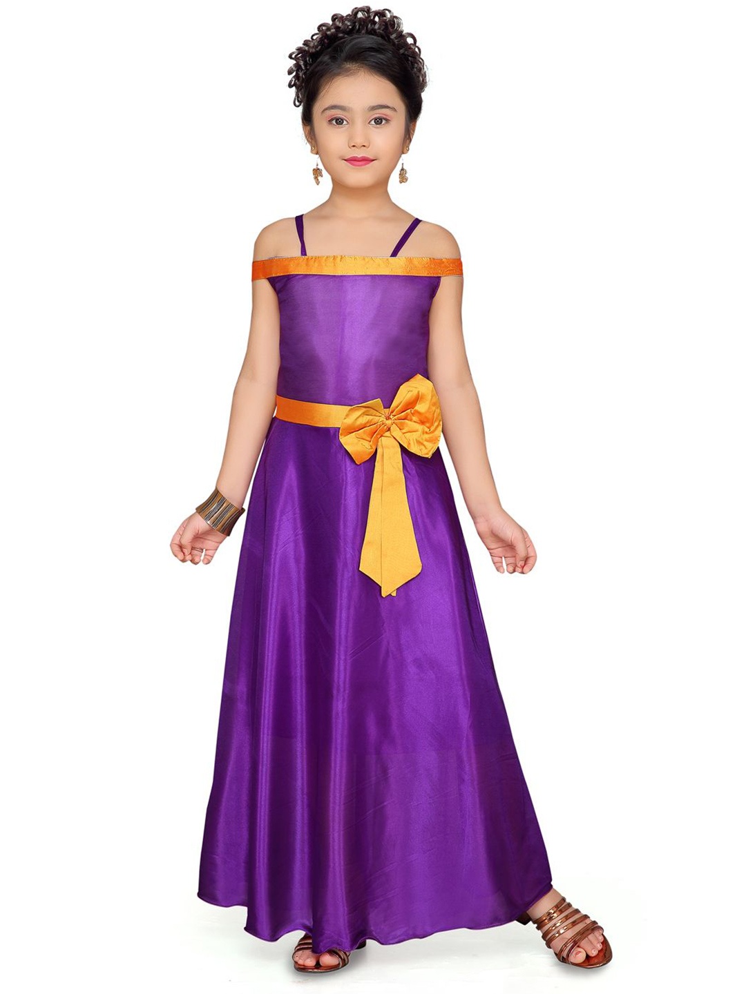 

Sangria Girls Fit and Flare Bow Maxi Dress, Purple