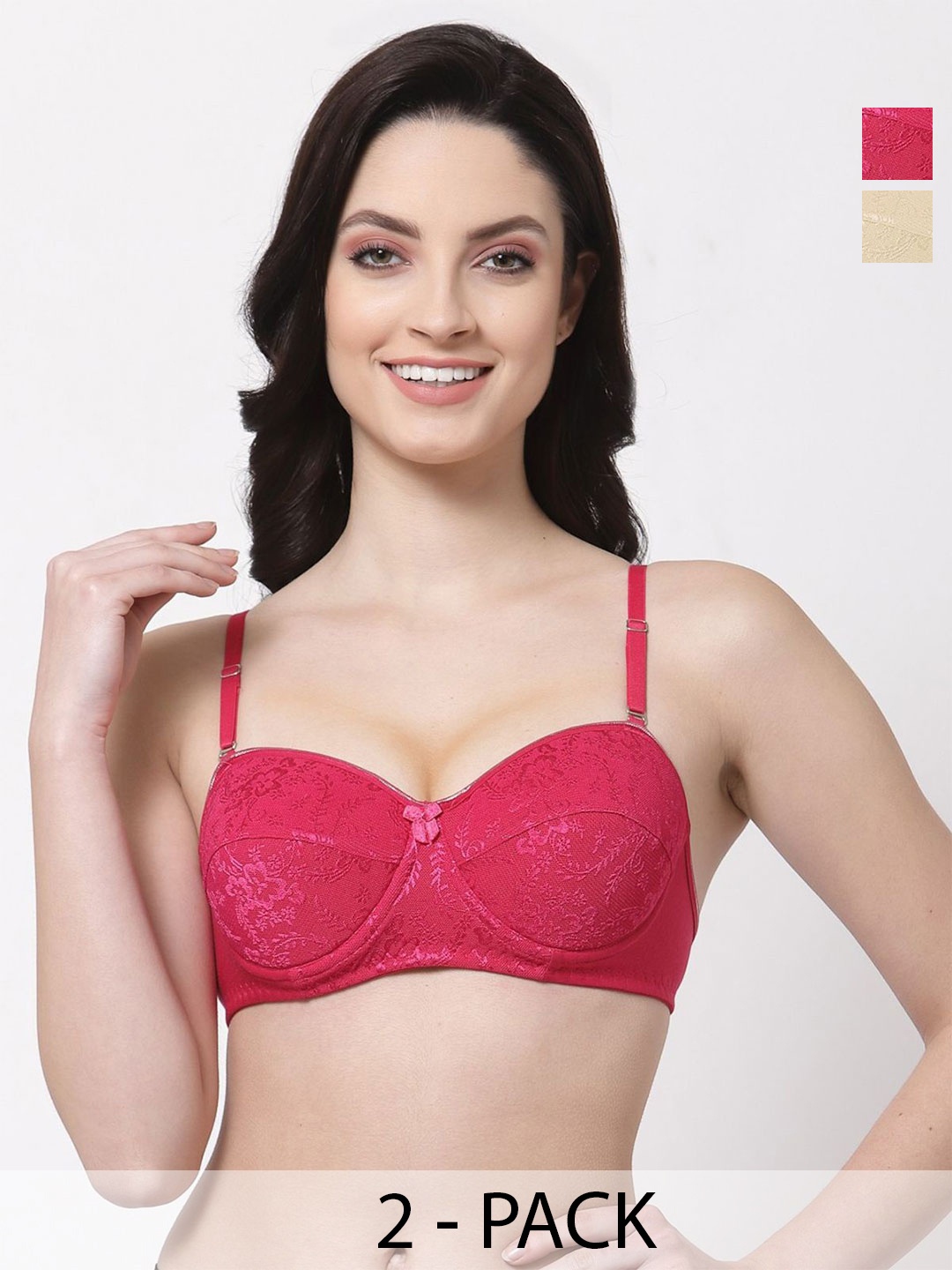 

SHYAM SONS FLAIR Floral Bralette Bra Full Coverage Lightly Padded, Nude