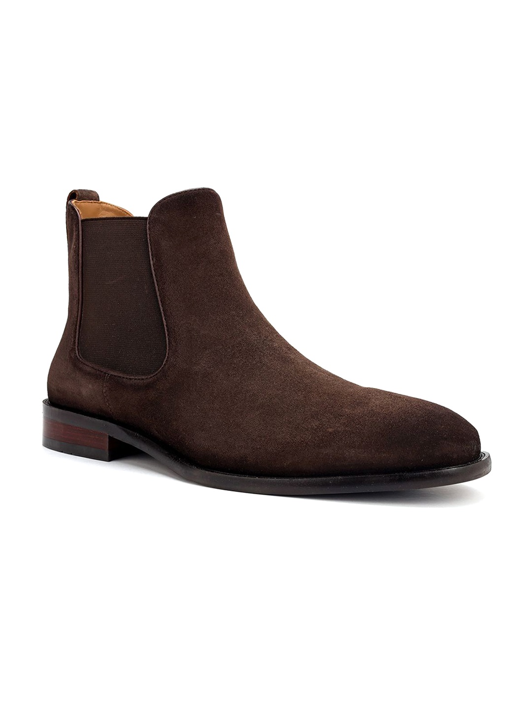 

ROSSO BRUNELLO Men Casual Block-Heeled Chelsea Boots, Coffee brown