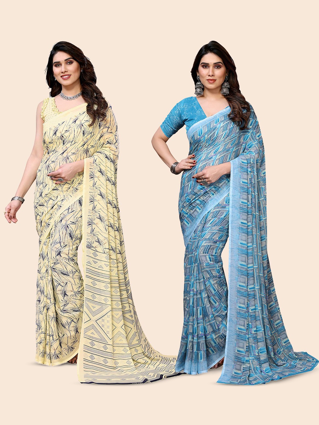 

Moda Rapido Poly Georgette Saree, Yellow
