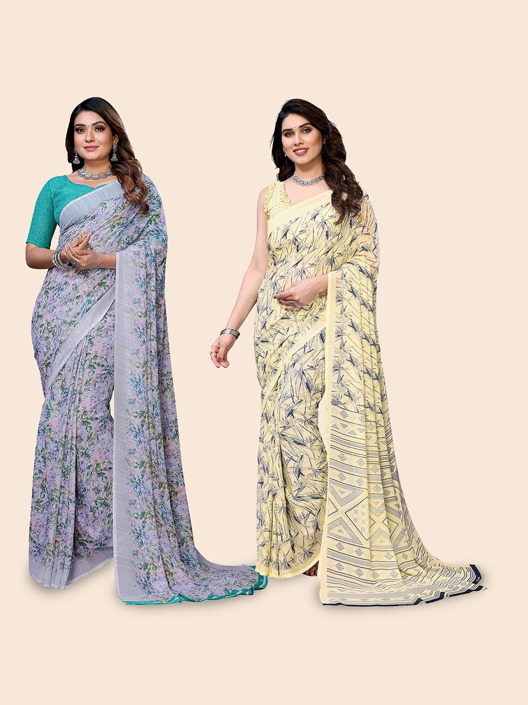 

Moda Rapido Floral Poly Georgette Saree, Yellow