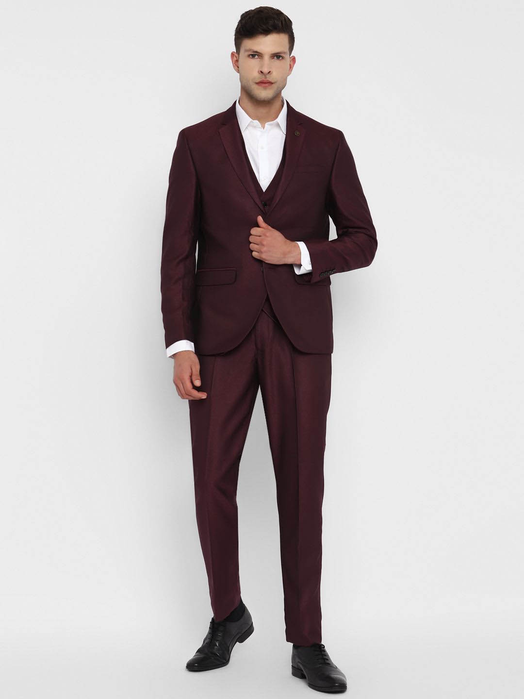 

Turtle Men Self Design Pure Cotton Three Piece Party Suits, Brown