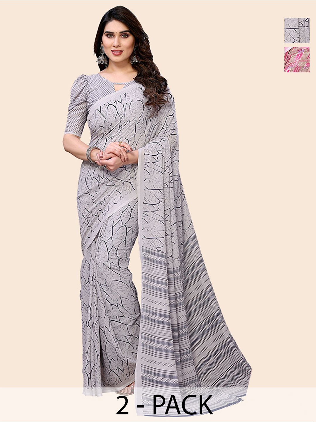 

Moda Rapido Poly Georgette Saree, Grey