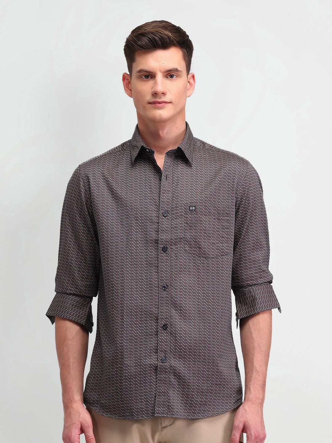

Arrow Sport Men Slim Fit Micro Ditsy Printed Cotton Casual Shirt, Purple