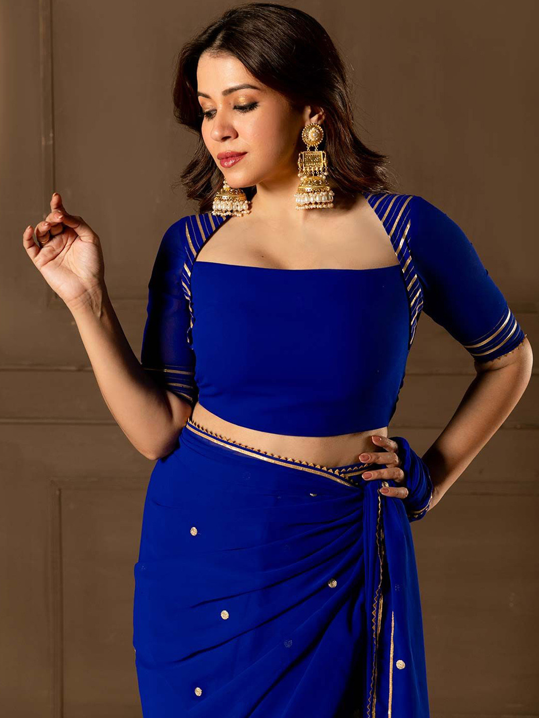

NUD Embroidered Georgette Saree Blouse, Blue