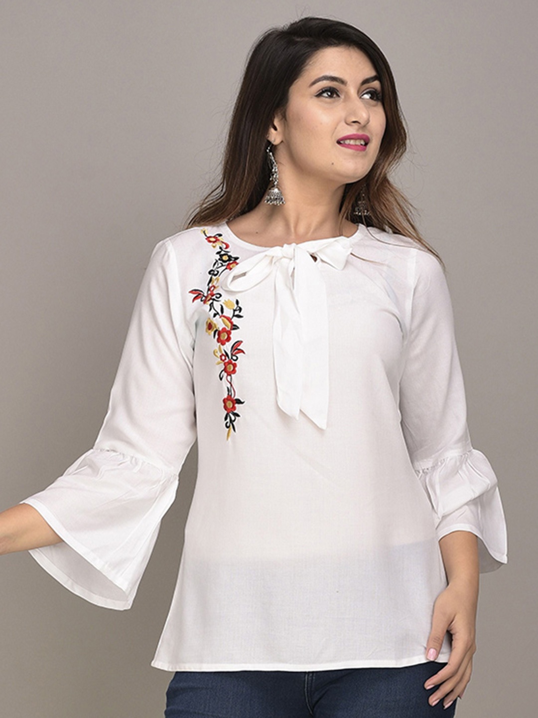 

VYMO Embellished Embroidered Top, White