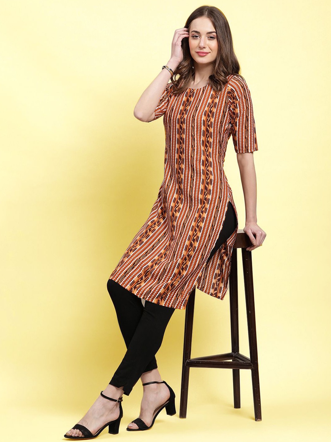 

Moda Rapido Printed Straight Kurta, Brown