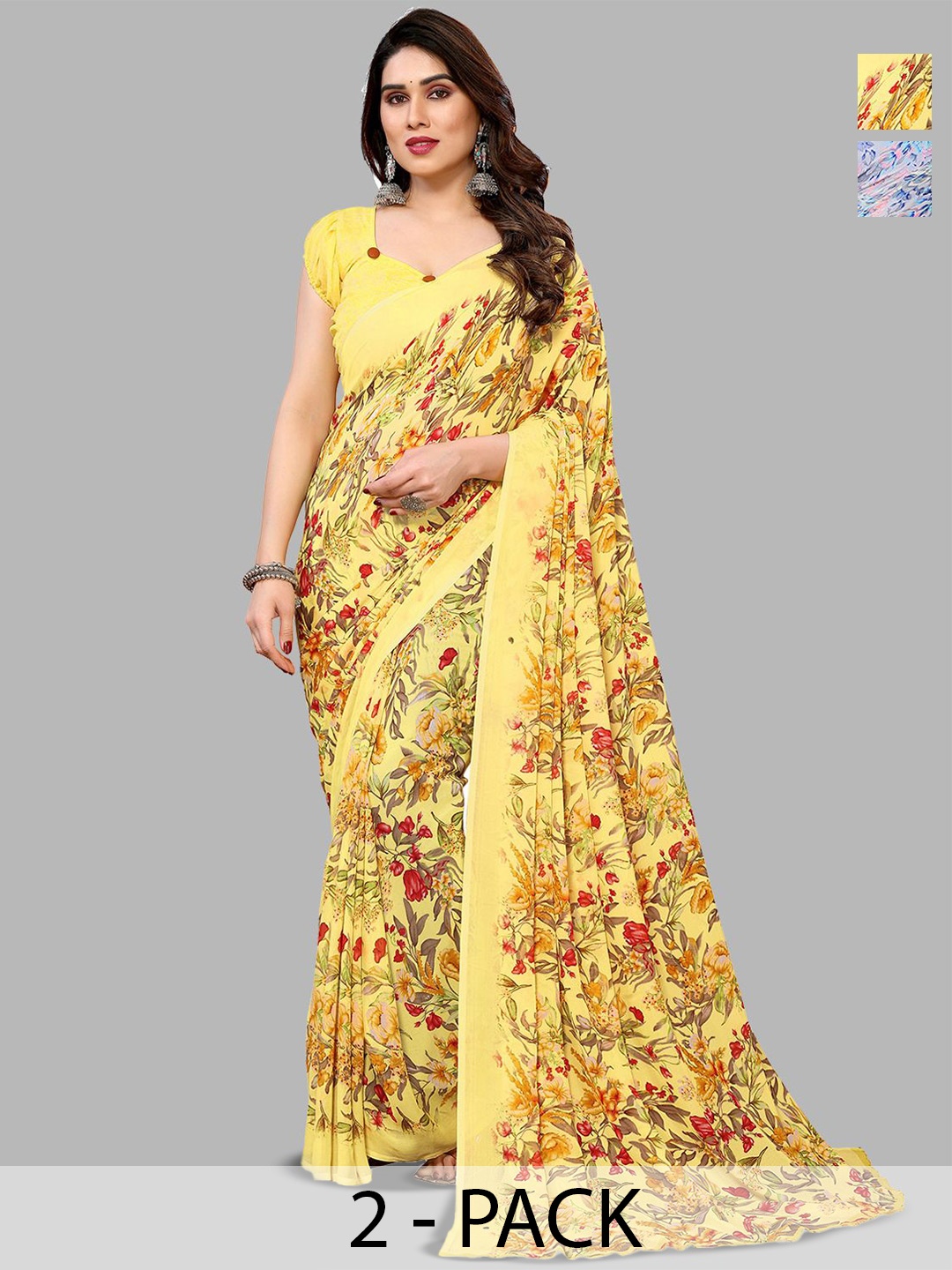 

Moda Rapido Floral Poly Georgette Saree, Yellow