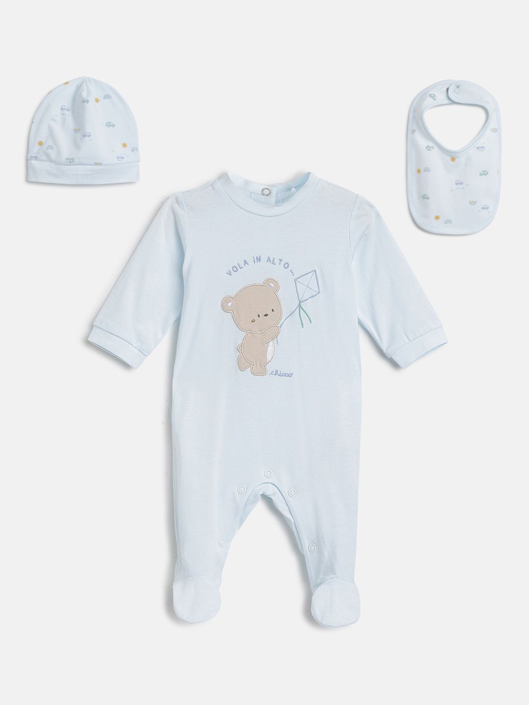 

Chicco Infant Boys 3-Pcs Printed Pure Cotton Baby Apparel Gift Set, Blue