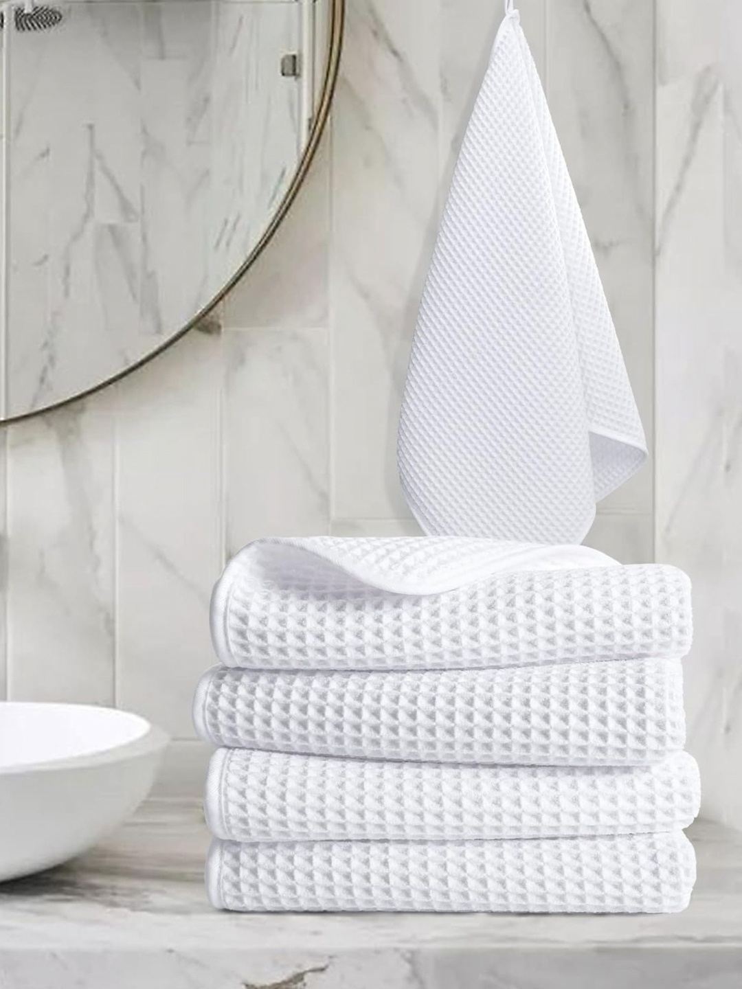 

Enchant Home 4-Pcs White Pure Cotton Hand Towel