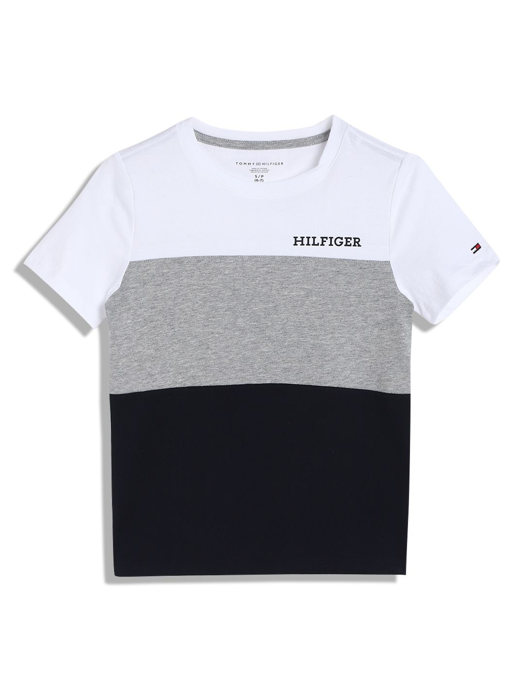 

Tommy Hilfiger Boys Colourblocked Round Neck Cotton T-shirt, White