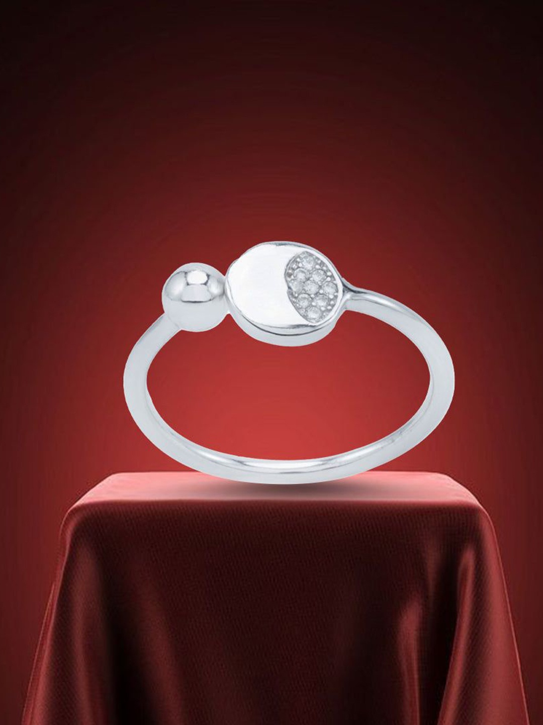

Nipura 925 Sterling Silver Rhodium Plated Cubic Zirconia Stone Studded Finger Ring