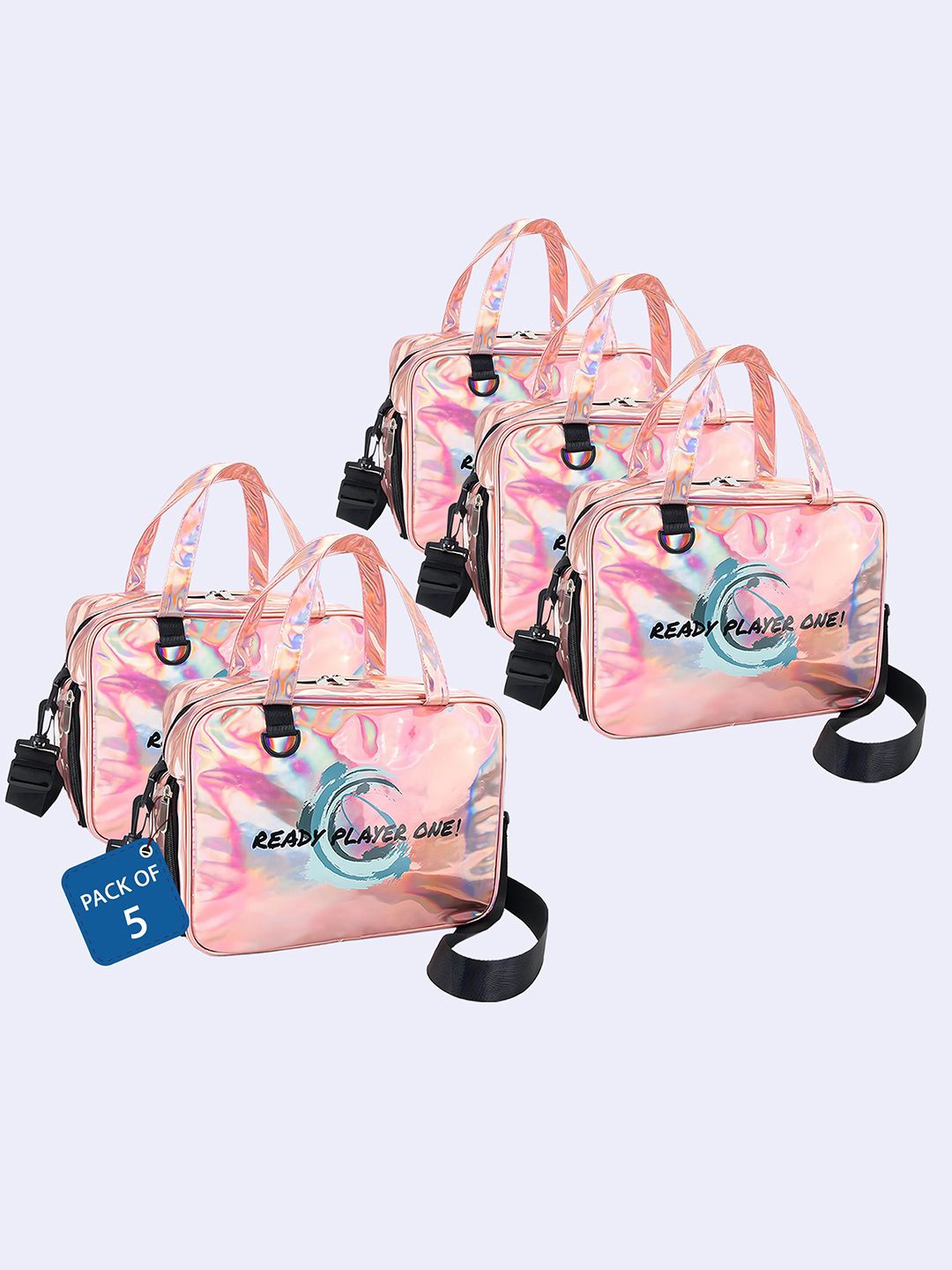 

Kuber Industries Set Of 5 Printed Waterproof Make Up Organizers, Pink