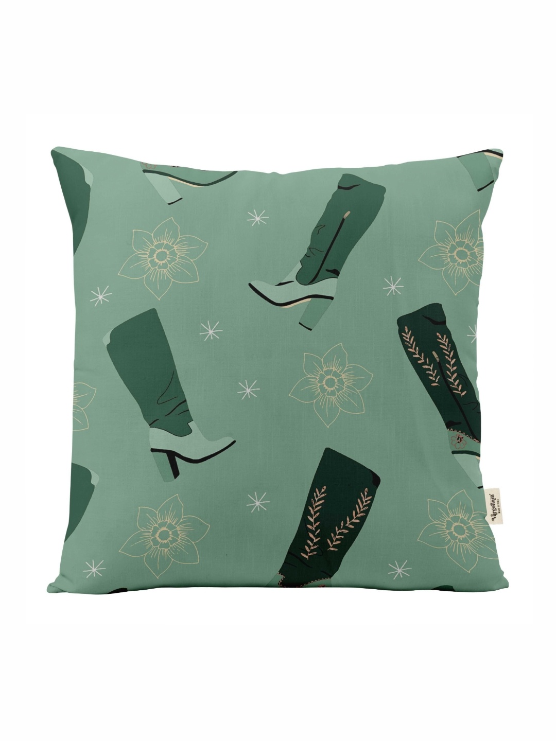

Vargottam Green Set of 5 Floral Square Cushion Covers