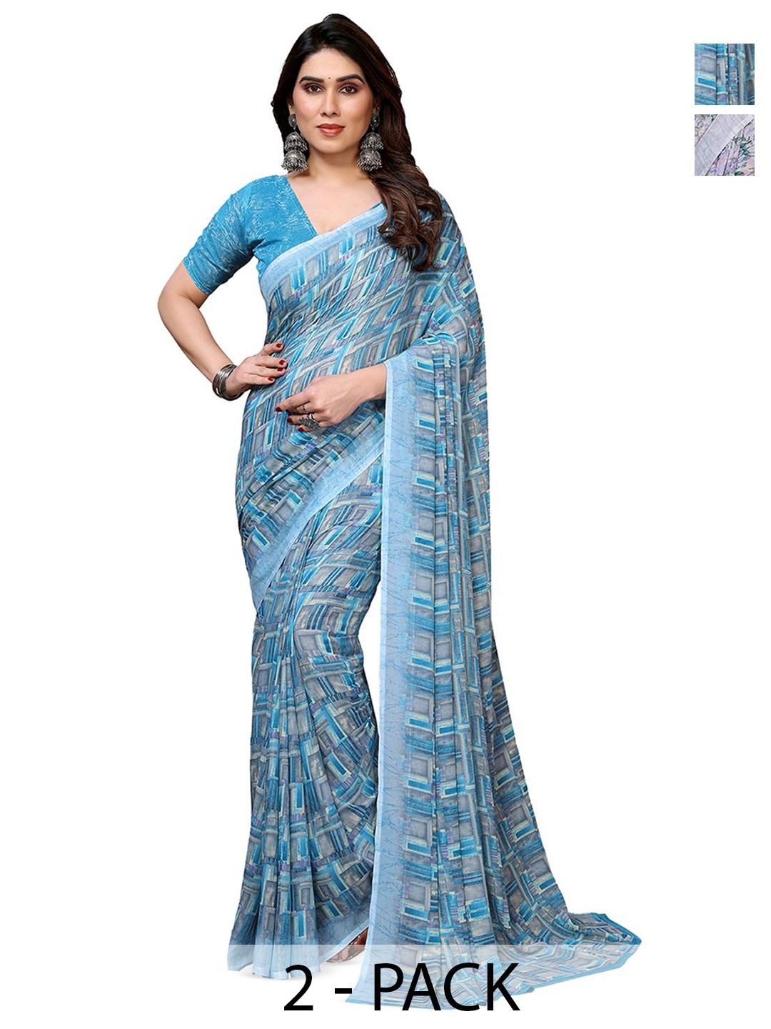 

Moda Rapido Floral Poly Georgette Saree, Grey