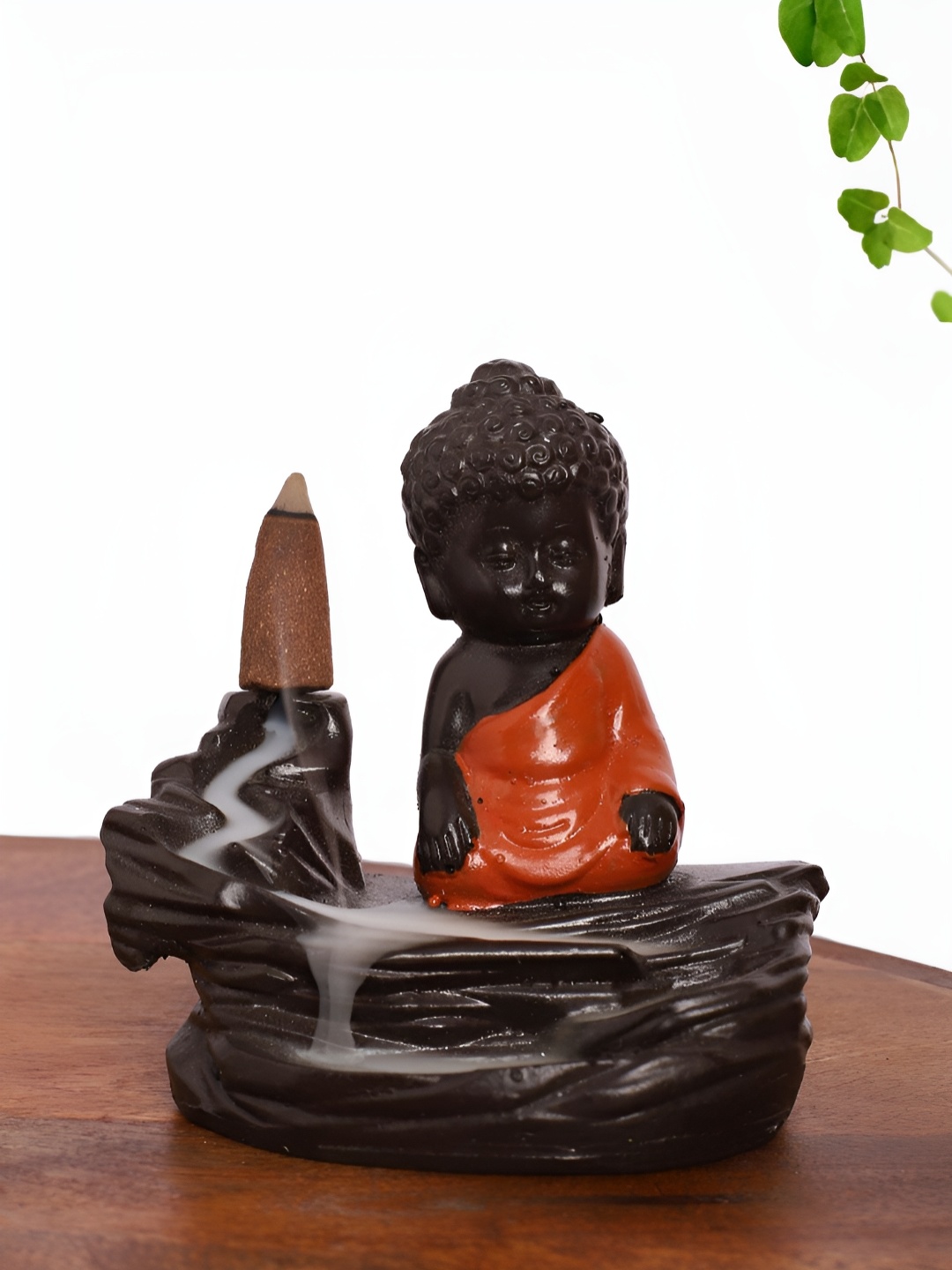 

INTERNATIONAL GIFT Brown And Rust Buddha Idol Smoke Fountain Showpiece