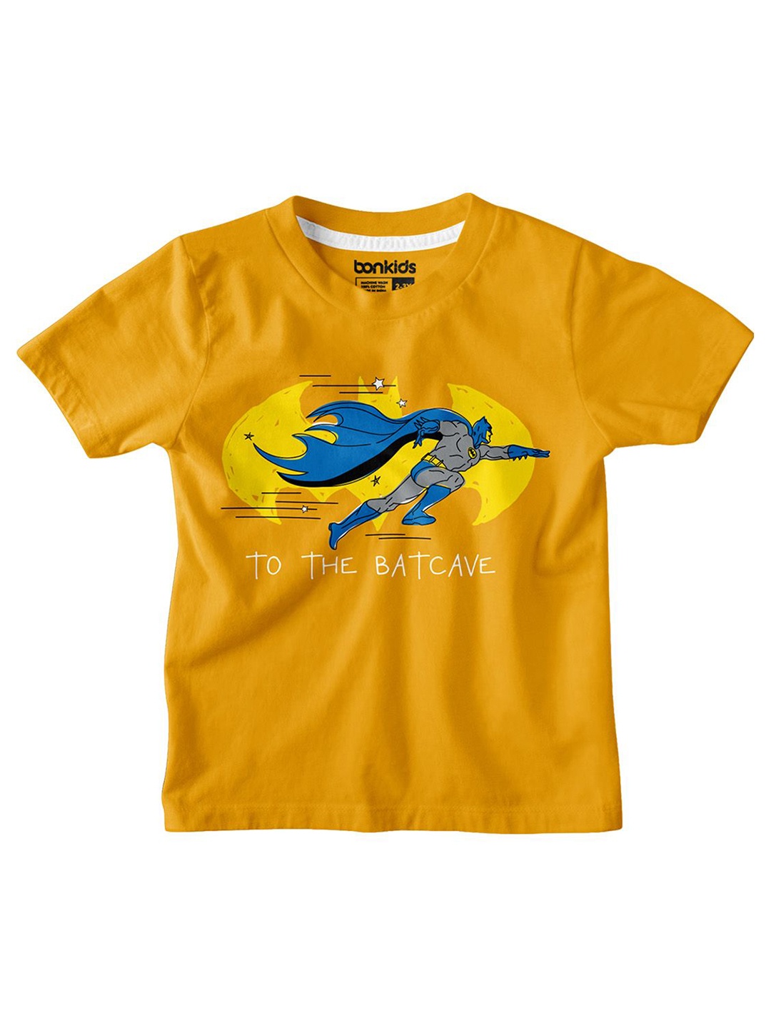 

BONKIDS Boys Printed V-Neck Applique T-shirt, Mustard