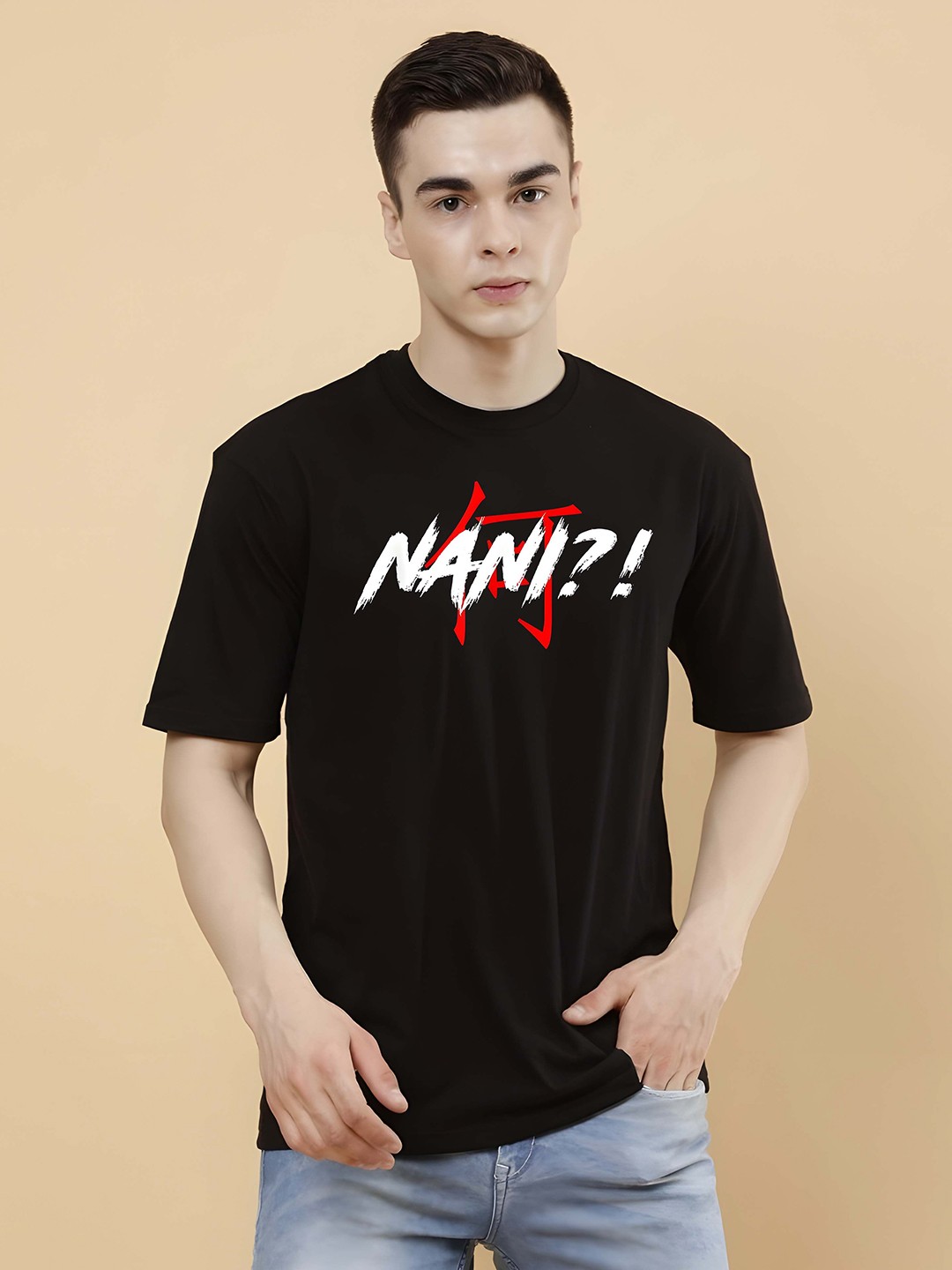 

Krimmple Men Drop-Shoulder Sleeves Pure Cotton T-shirt, Black