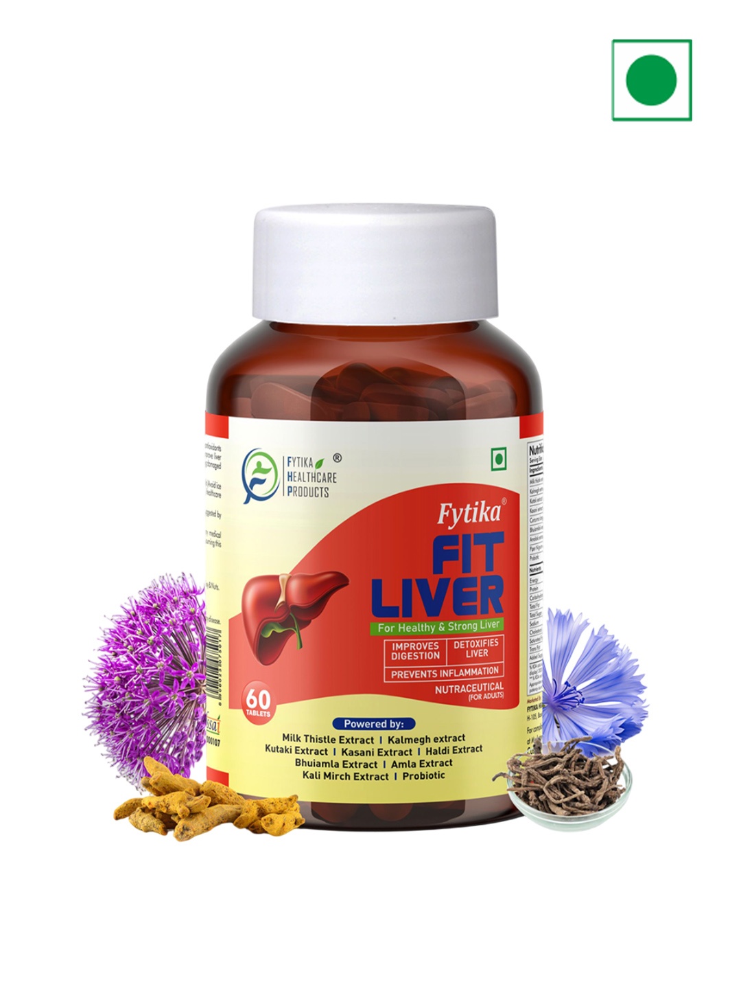 

FYTIKA Fit Liver Detox With Milk Thistle Tablets - 60 Tablets, Red