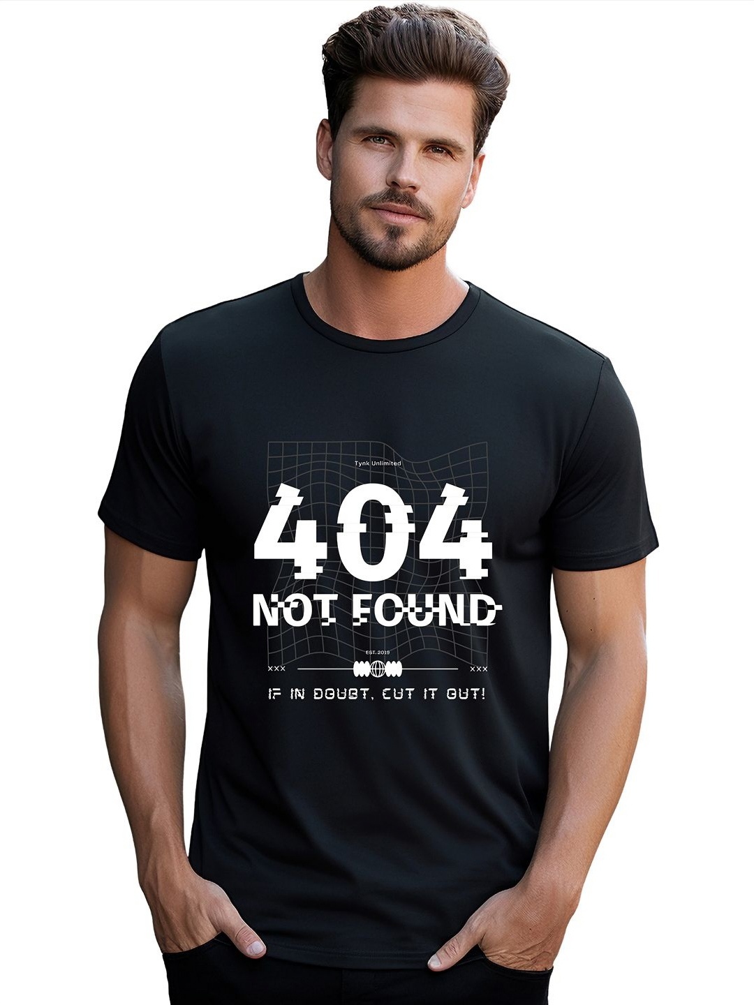 

BOWLIFESTYLE Men Typography Printed Round Neck Pure Cotton T-shirt, Black