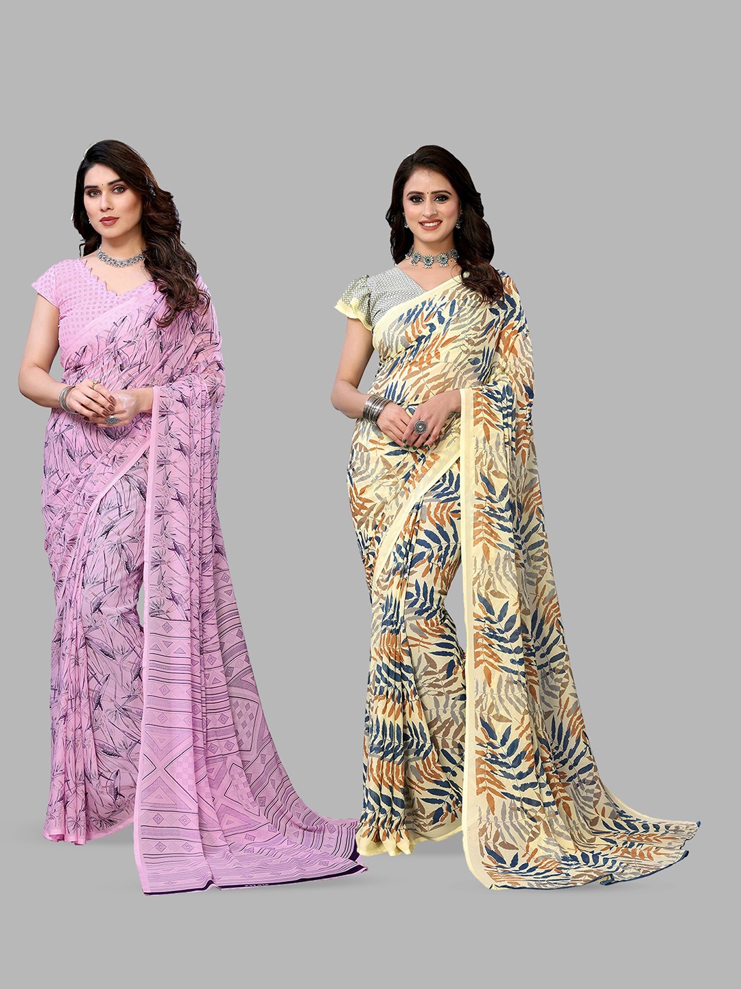 

Moda Rapido Floral Poly Georgette Saree, Pink