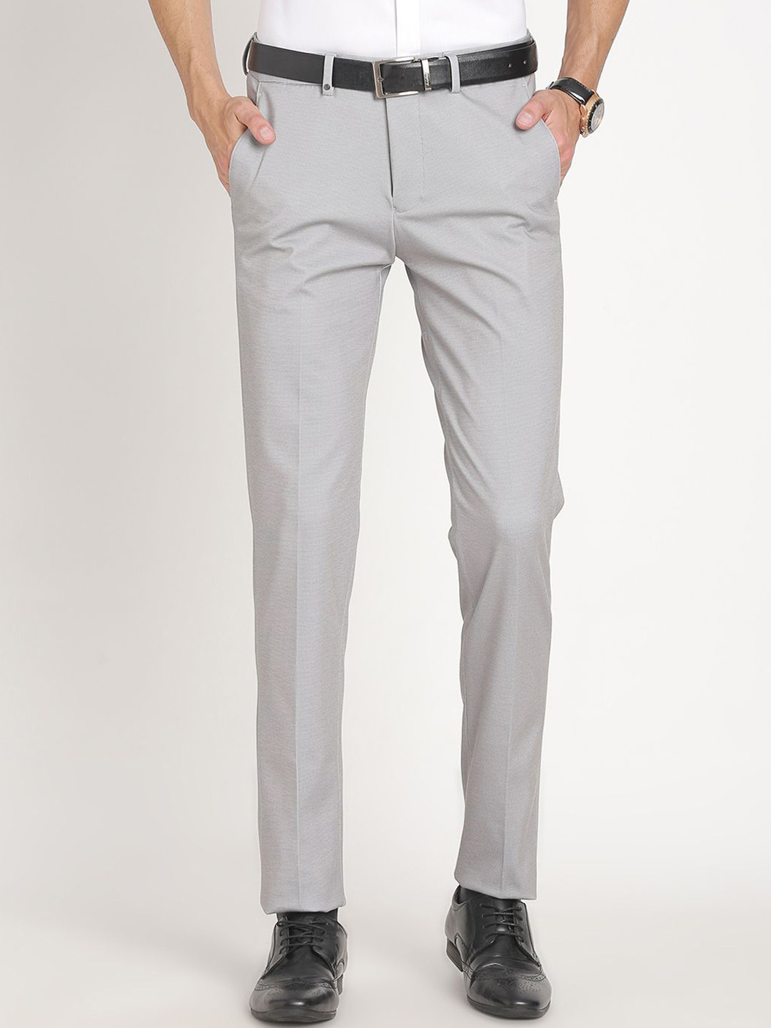 

Turtle Men Tailored Slim Fit Trousers, Grey