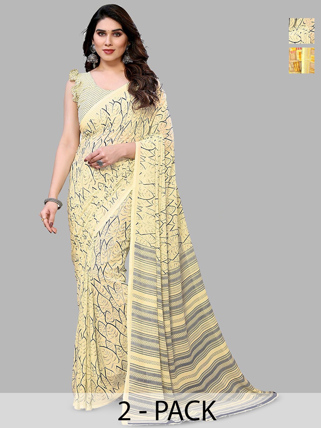 

Moda Rapido Floral Poly Georgette Saree, Yellow