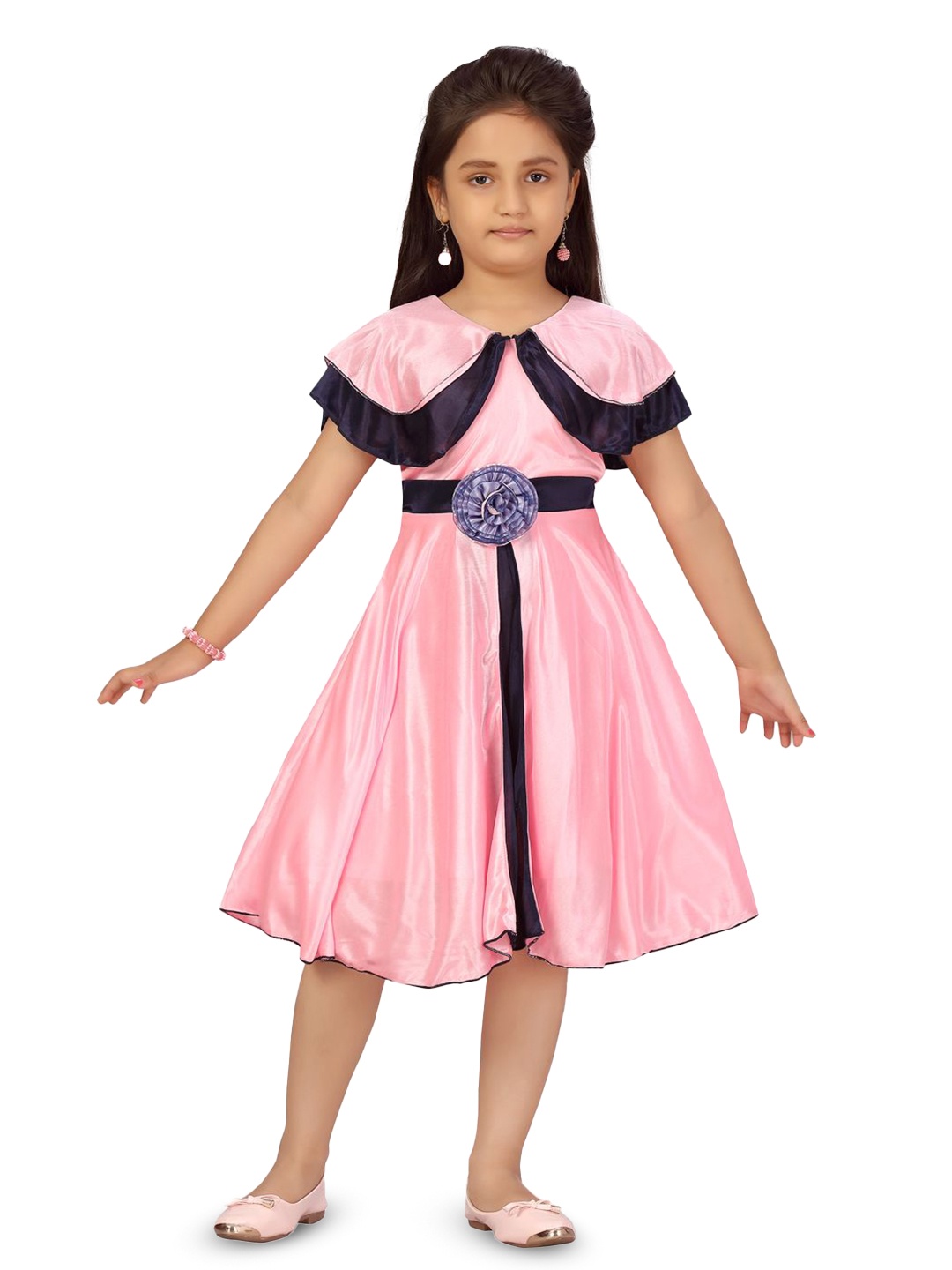 

BAESD Girls Cape Sleeve Fit & Flare Dress, Pink