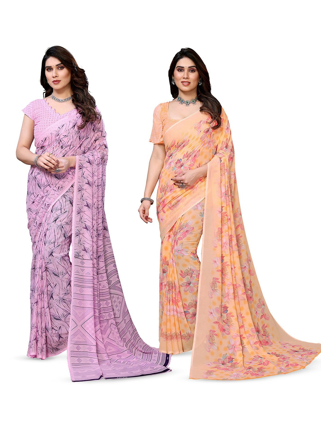 

Moda Rapido Floral Poly Georgette Saree, Purple